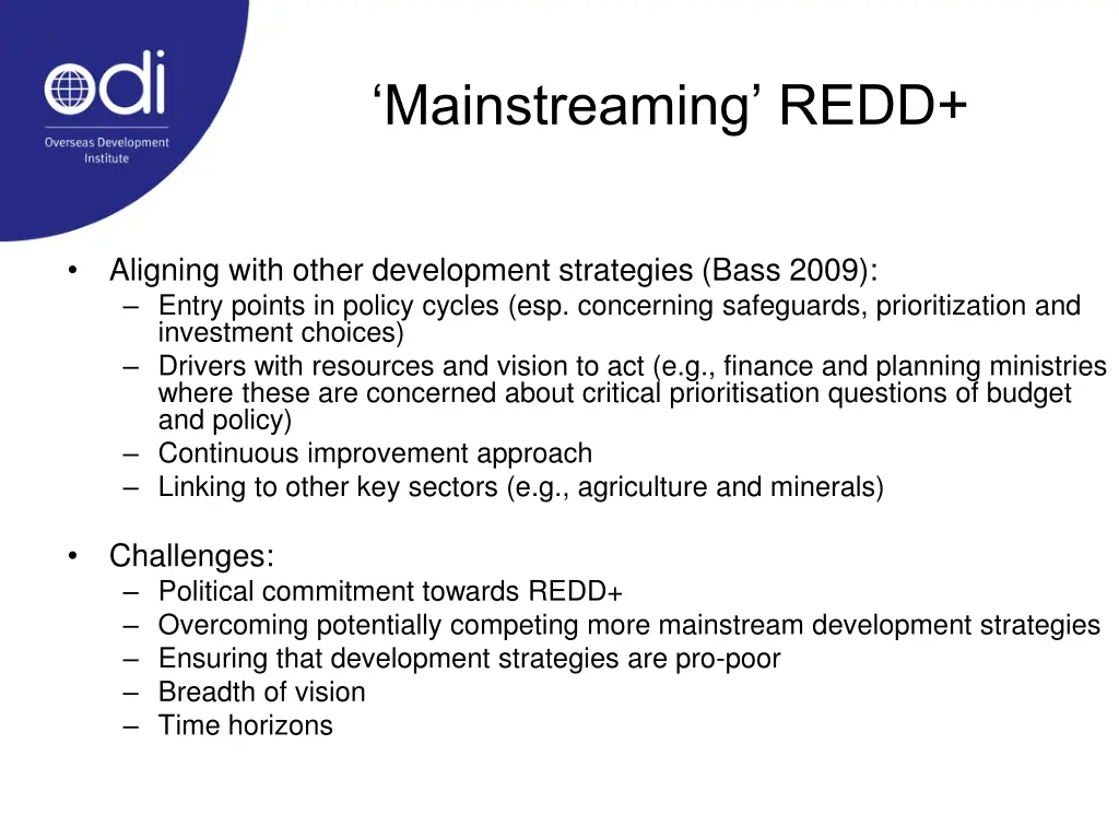 mainstreaming redd