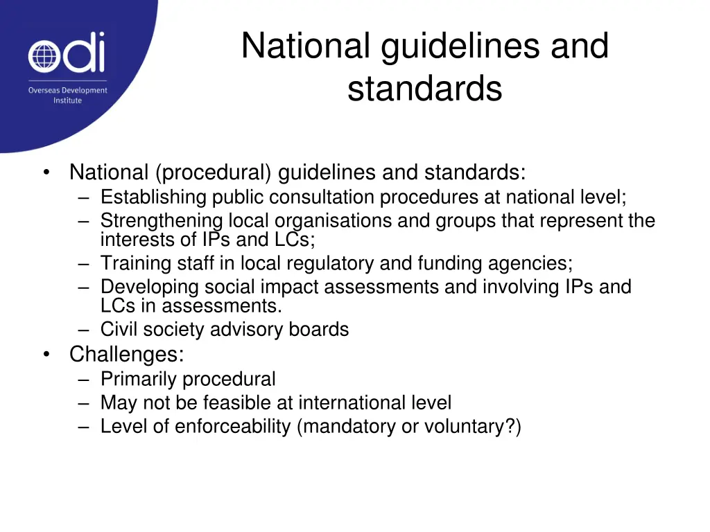 national guidelines and standards