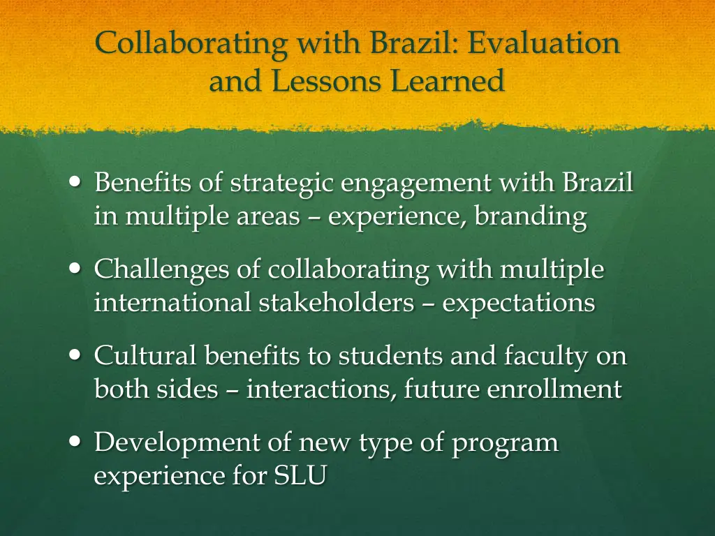 collaborating with brazil evaluation and lessons