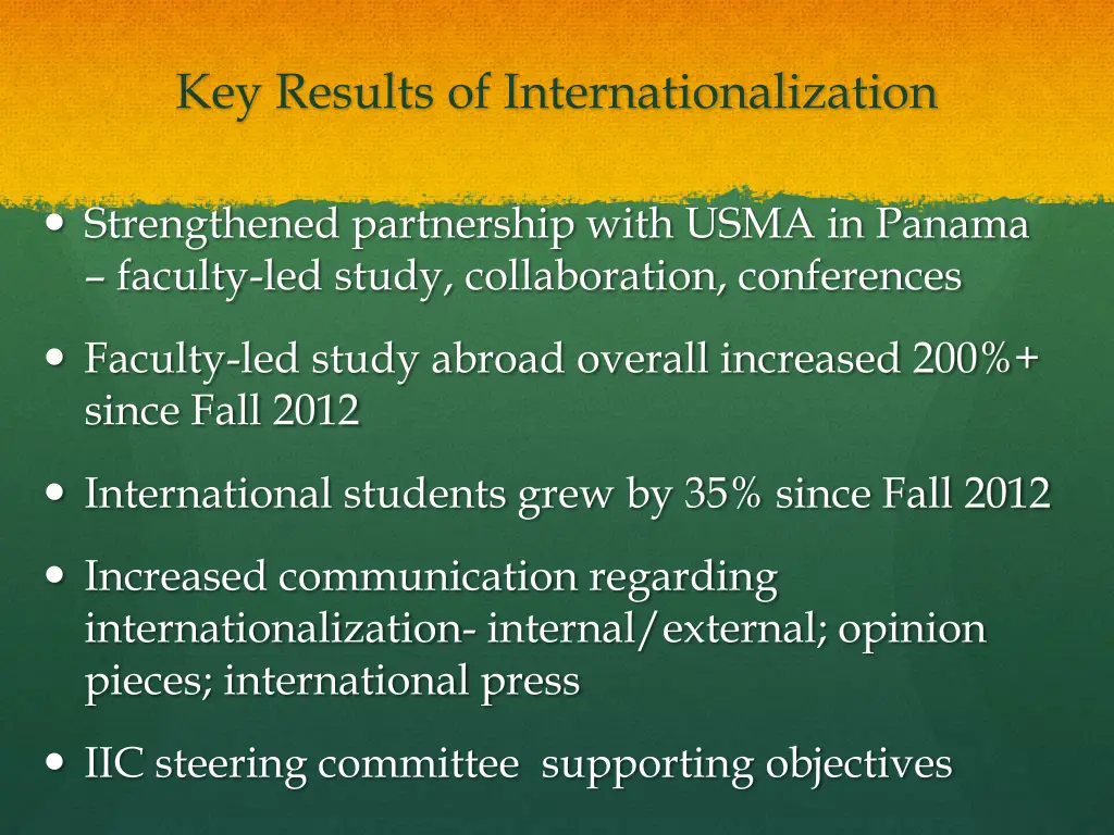 key results of internationalization