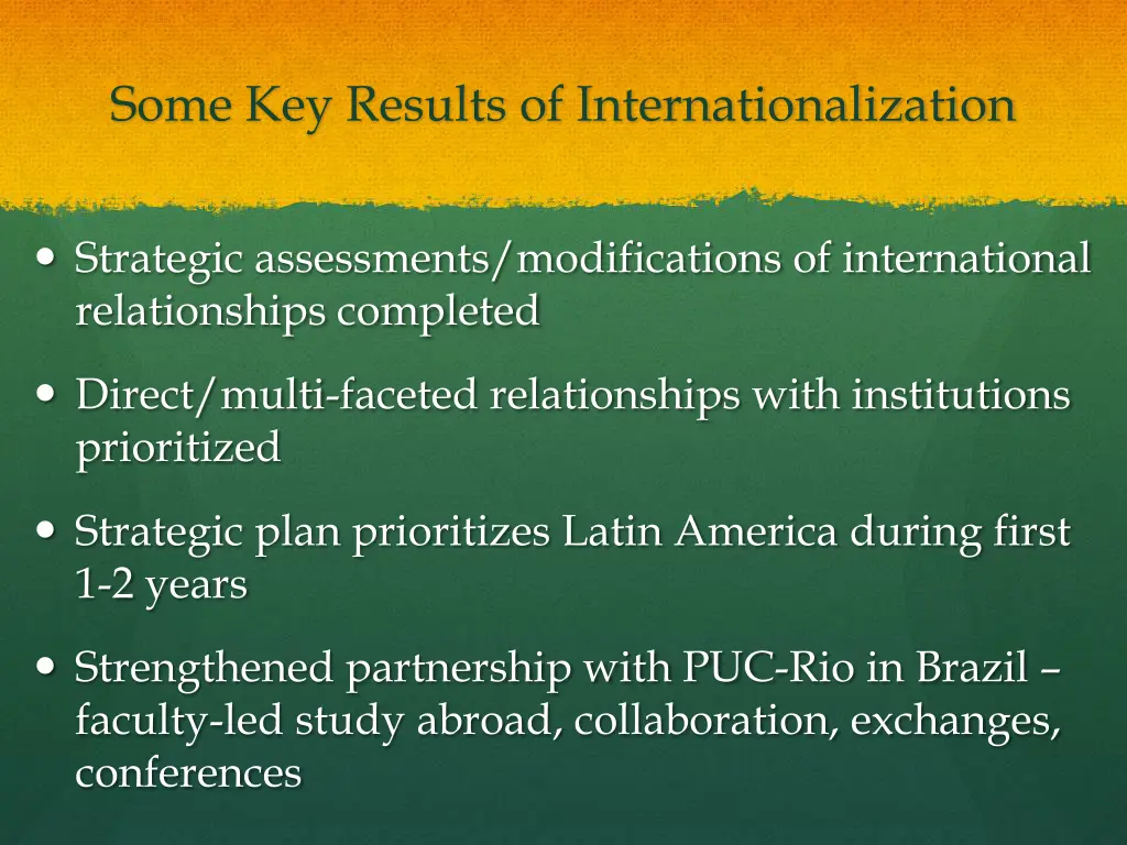 some key results of internationalization