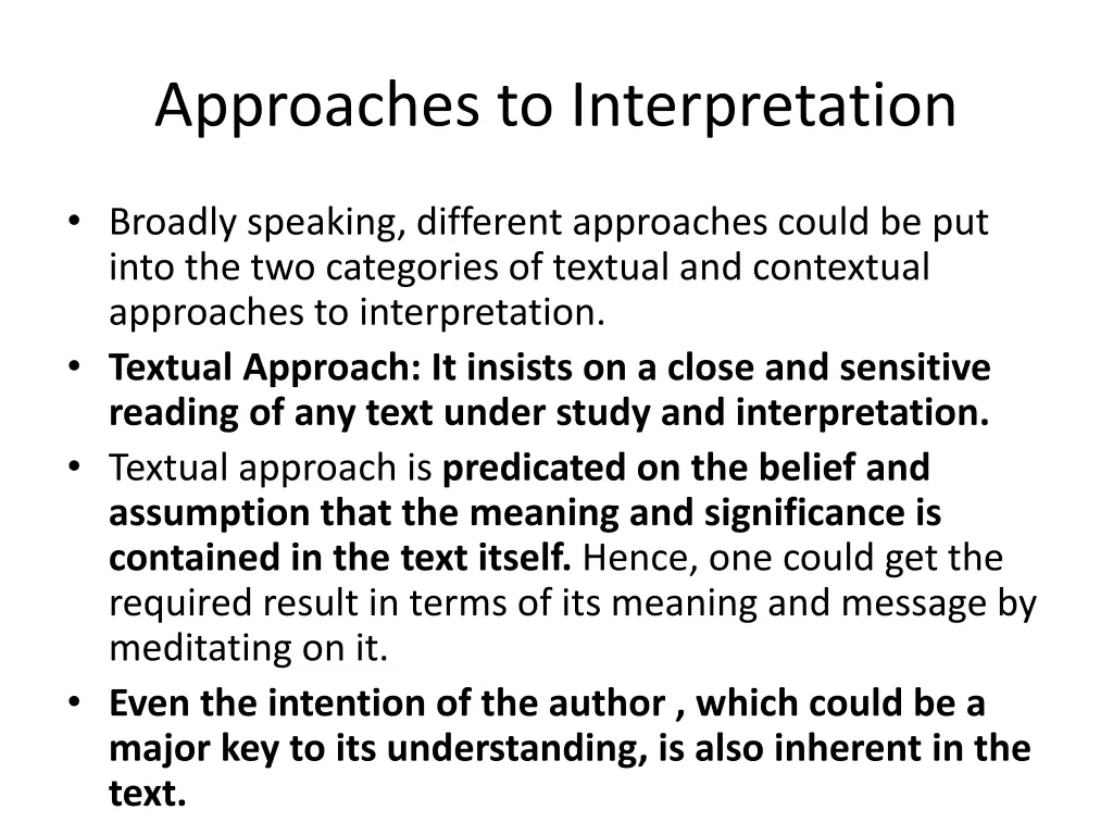 approaches to interpretation