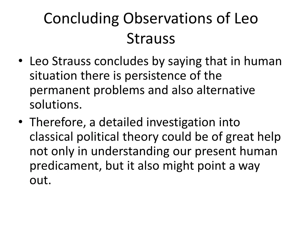 concluding observations of leo strauss