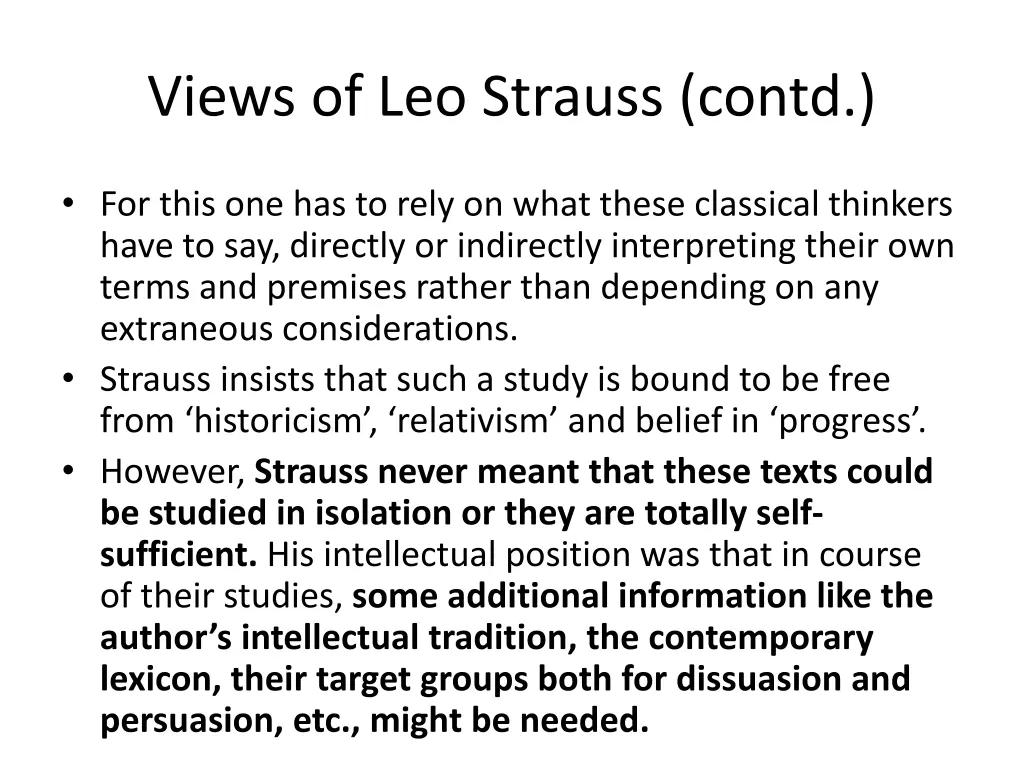 views of leo strauss contd 1