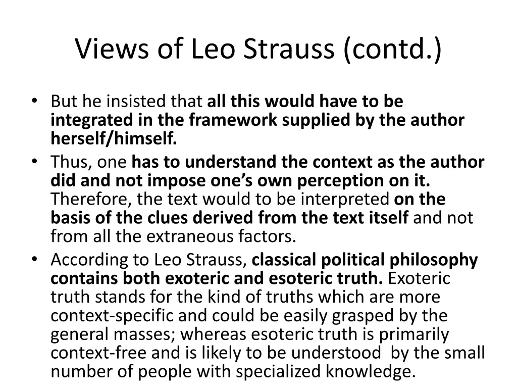 views of leo strauss contd 2