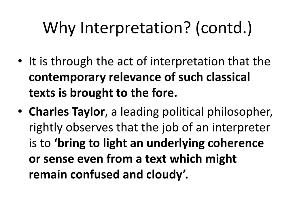 why interpretation contd 1