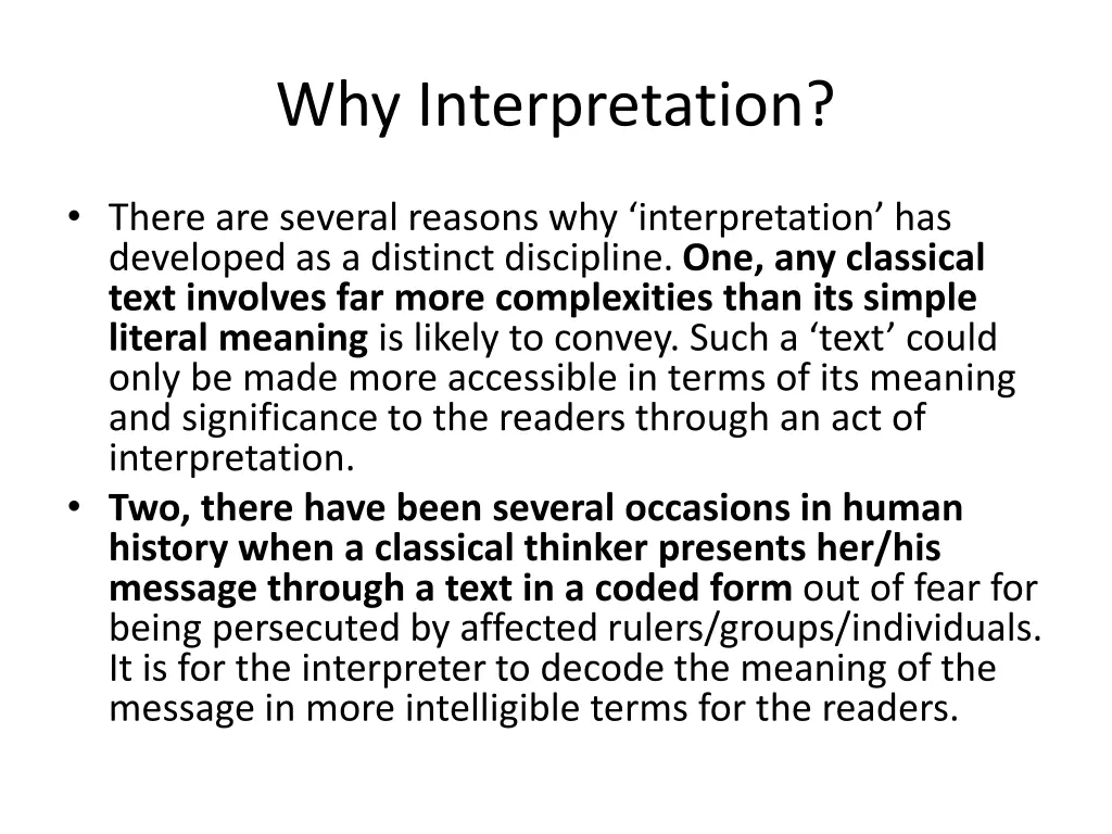 why interpretation