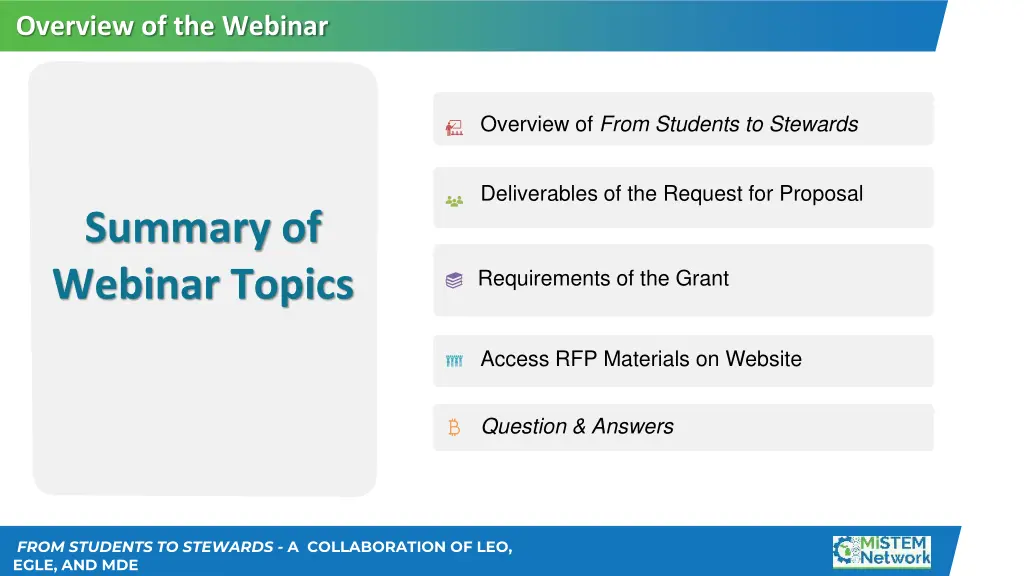 overview of the webinar