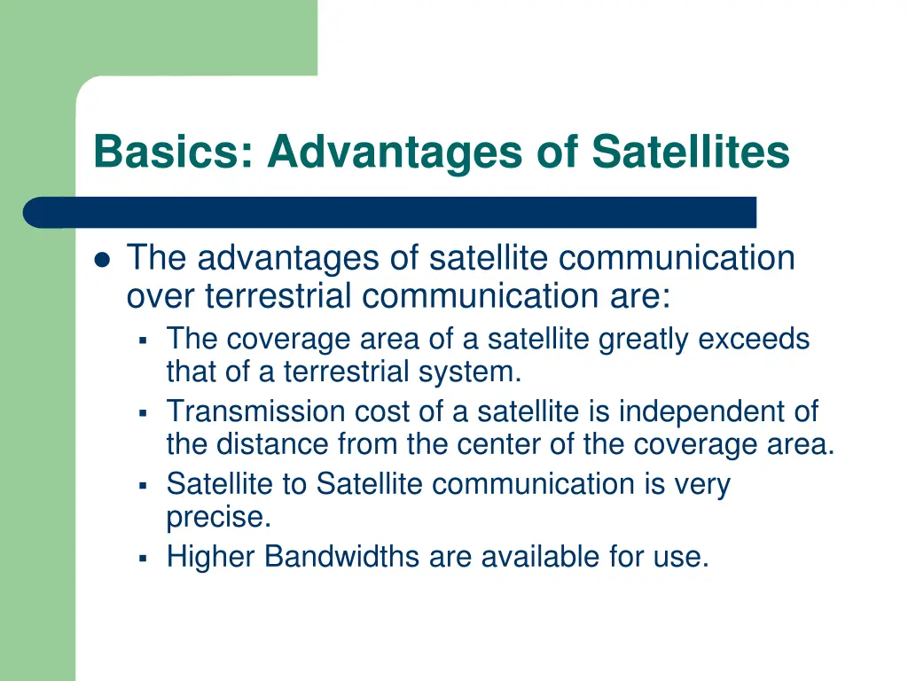 basics advantages of satellites