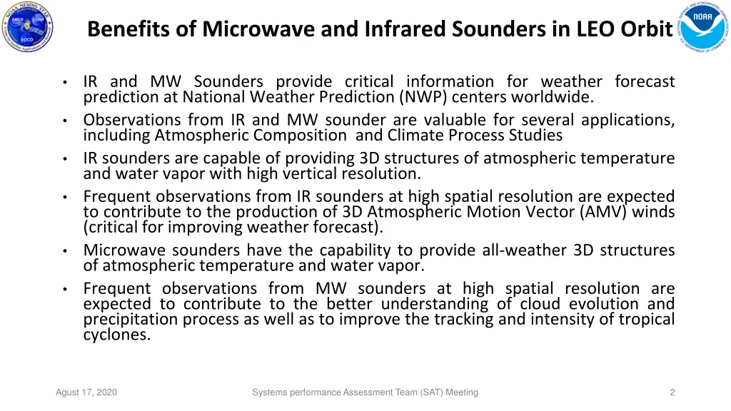 benefits of microwave and infrared sounders