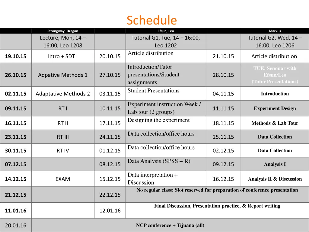 schedule