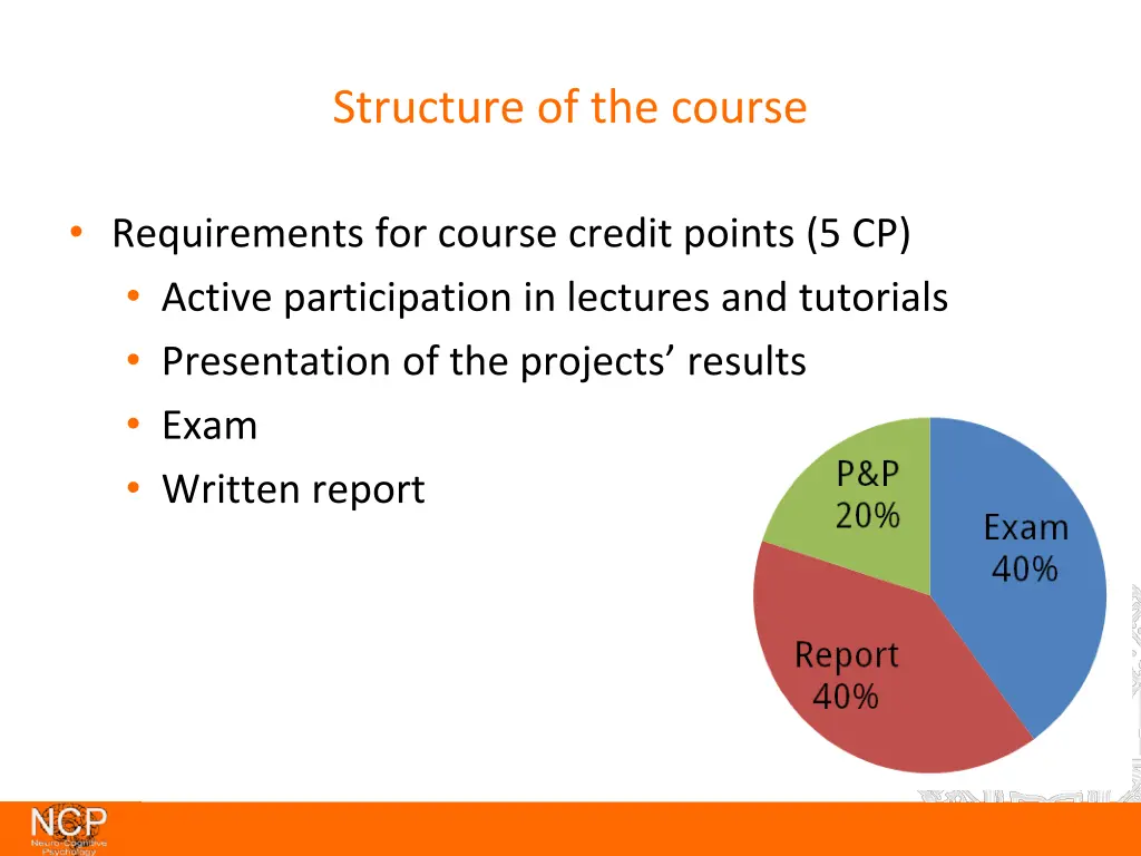 structure of the course