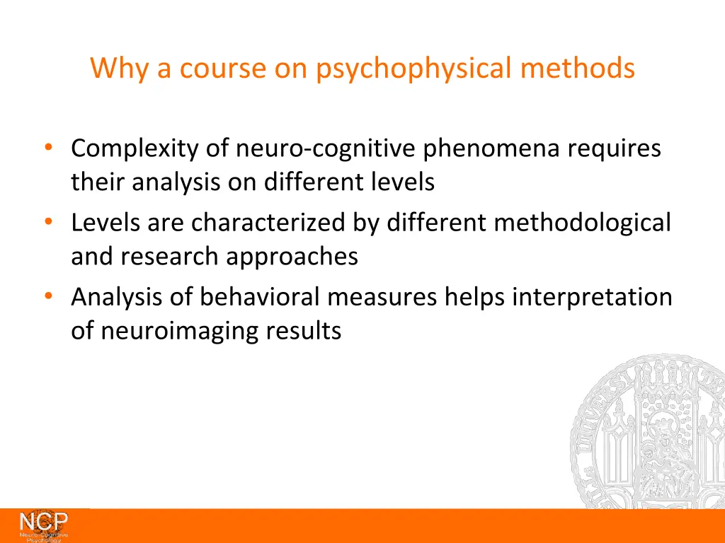 why a course on psychophysical methods 2