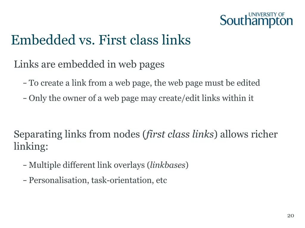 embedded vs first class links