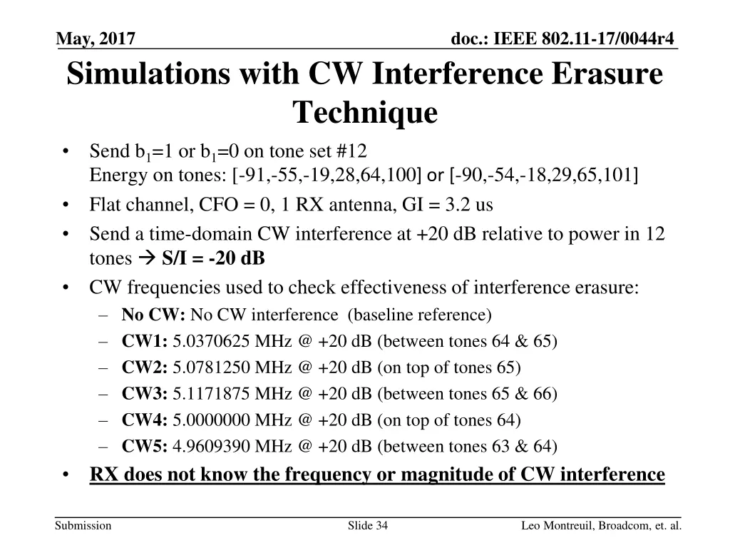 may 2017 simulations with cw interference erasure