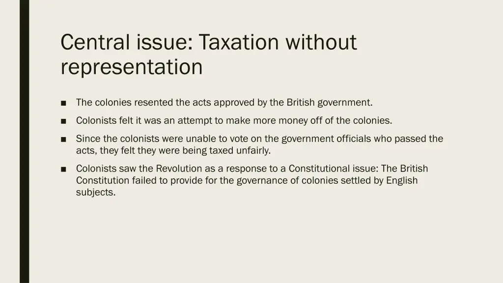 central issue taxation without representation