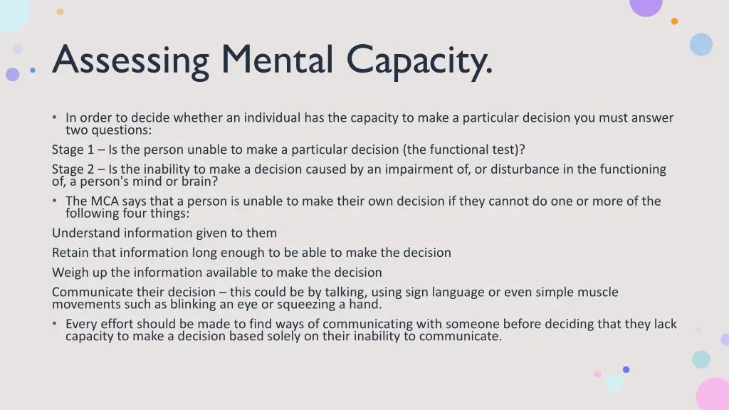 assessing mental capacity