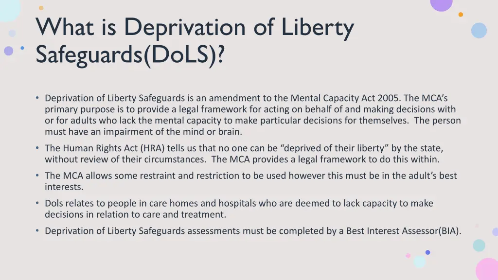 what is deprivation of liberty safeguards dols