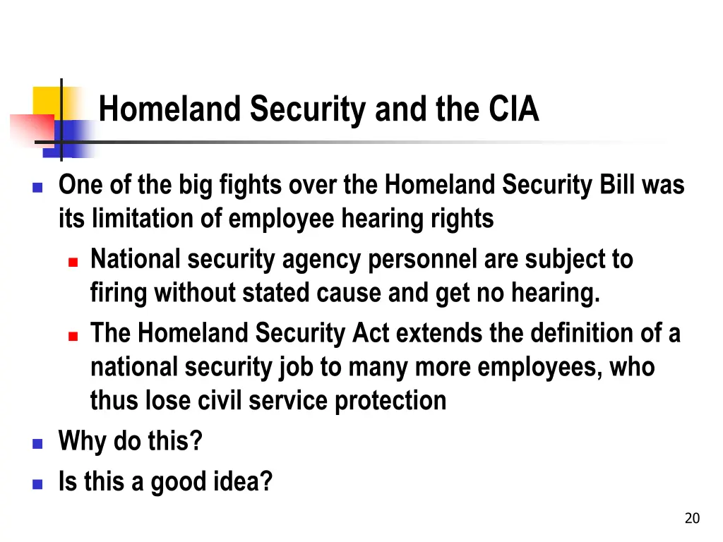 homeland security and the cia