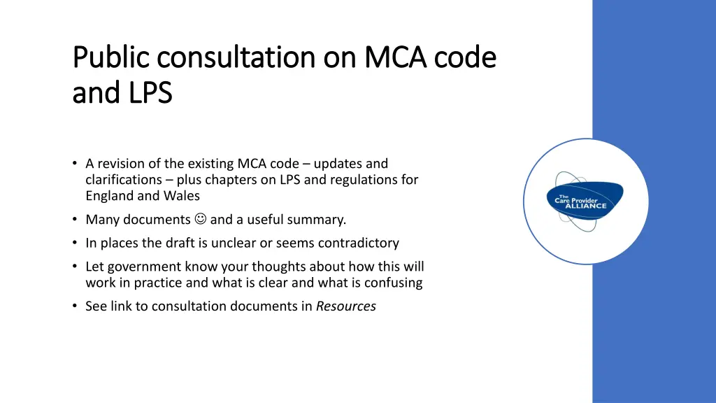 public consultation on mca code public