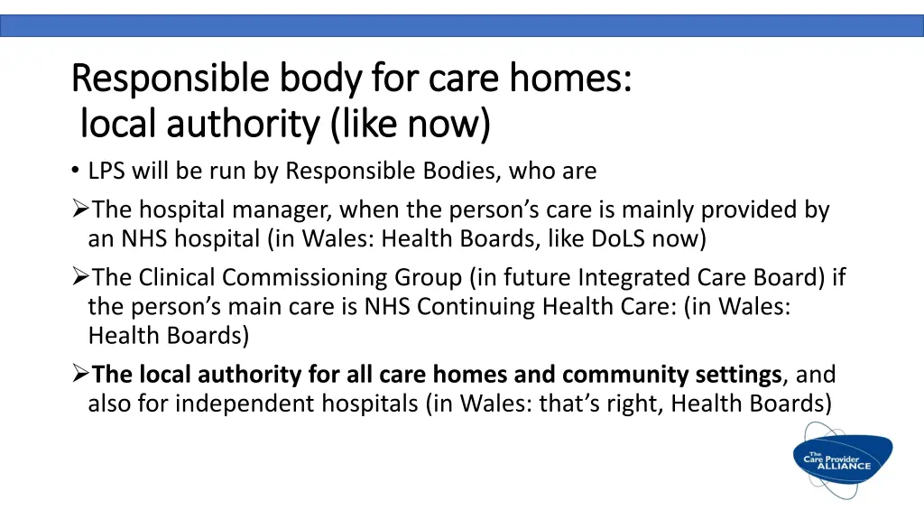 responsible body for care homes responsible body