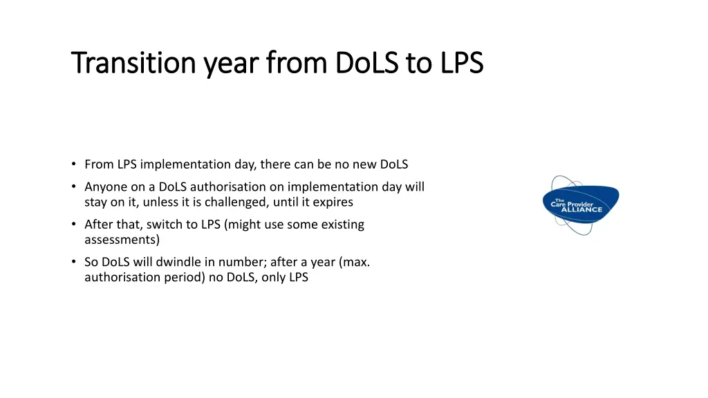 transition year from dols to lps transition year