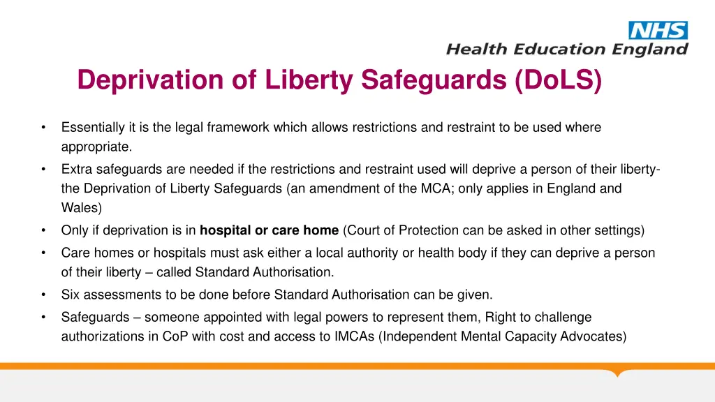 deprivation of liberty safeguards dols