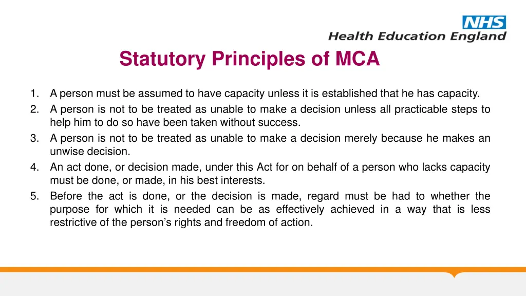 statutory principles of mca