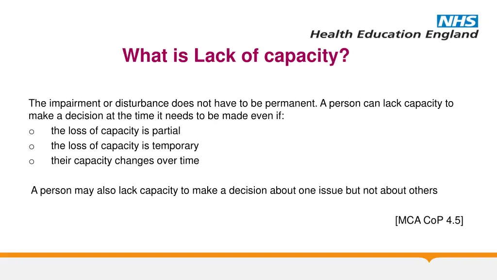 what is lack of capacity 1