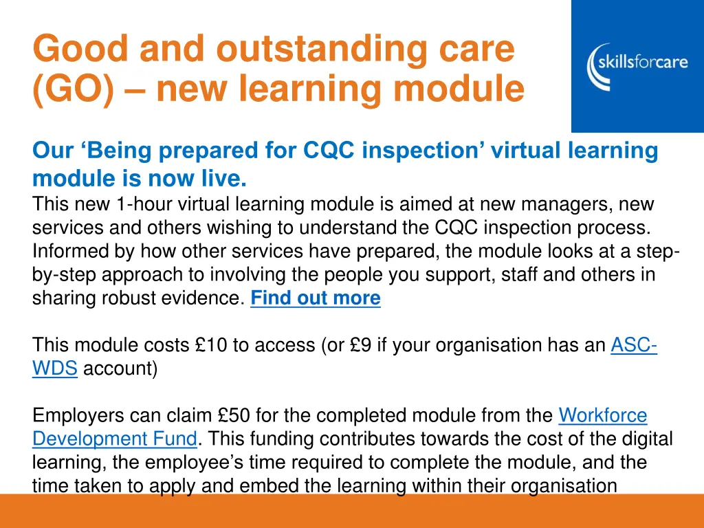 good and outstanding care go new learning module