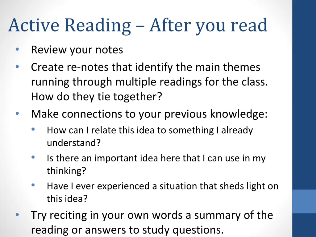 active reading after you read