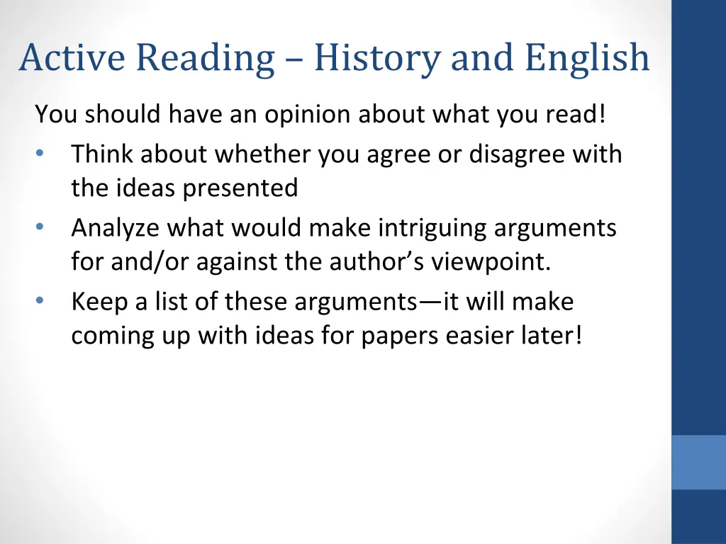 active reading history and english