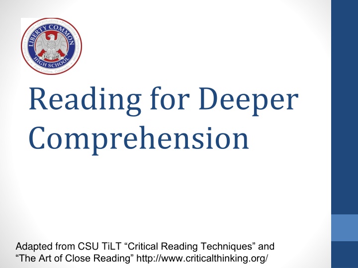 reading for deeper comprehension