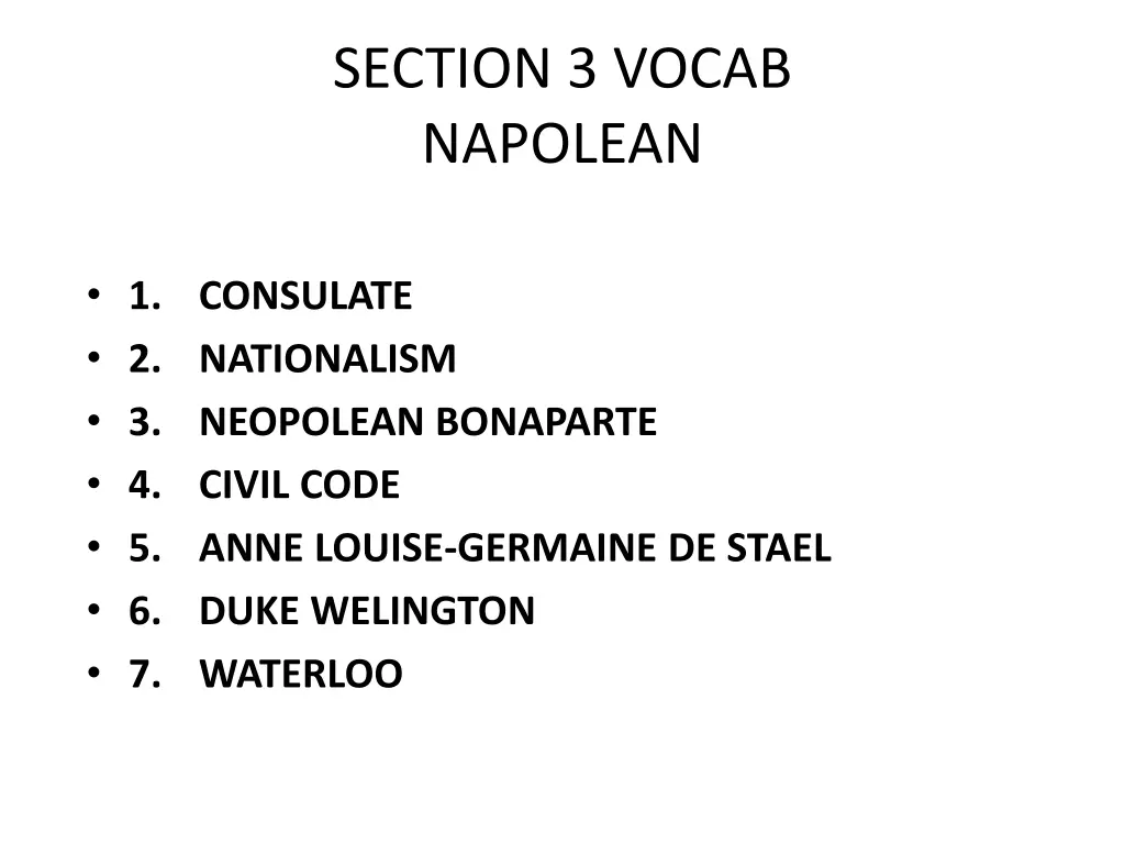 section 3 vocab napolean