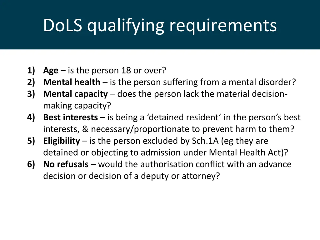 dols qualifying requirements