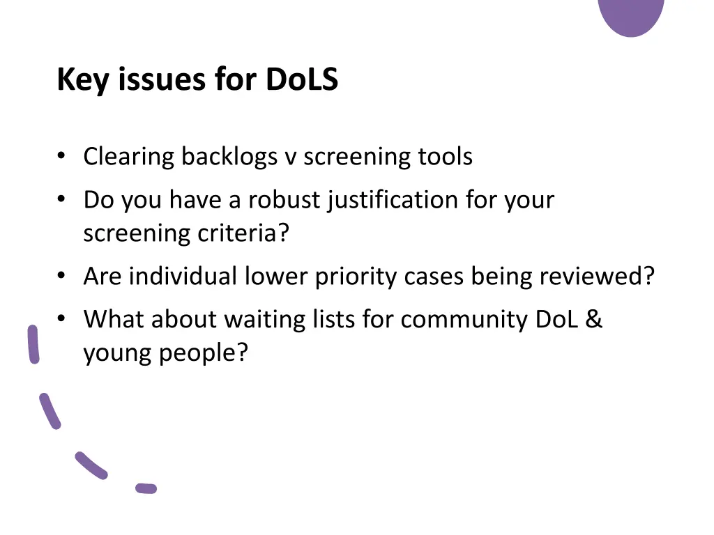 key issues for dols