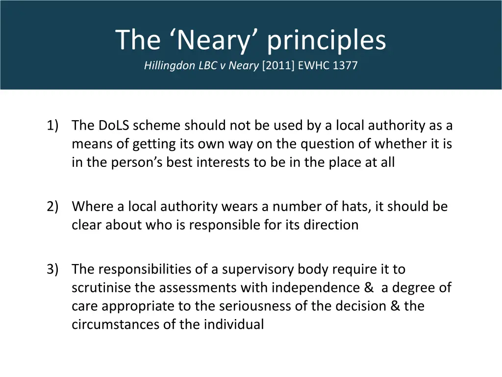 the neary principles hillingdon lbc v neary 2011