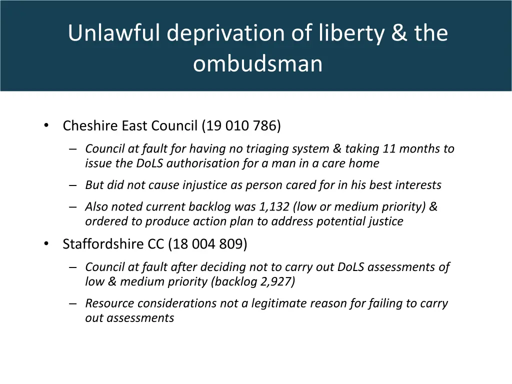 unlawful deprivation of liberty the ombudsman