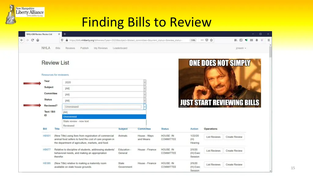 finding bills to review 2