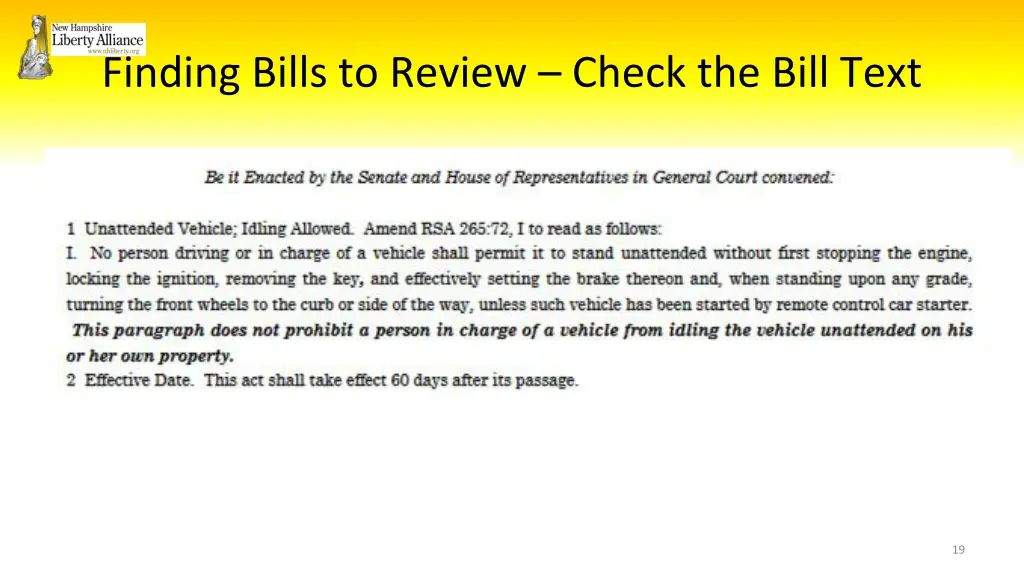 finding bills to review check the bill text