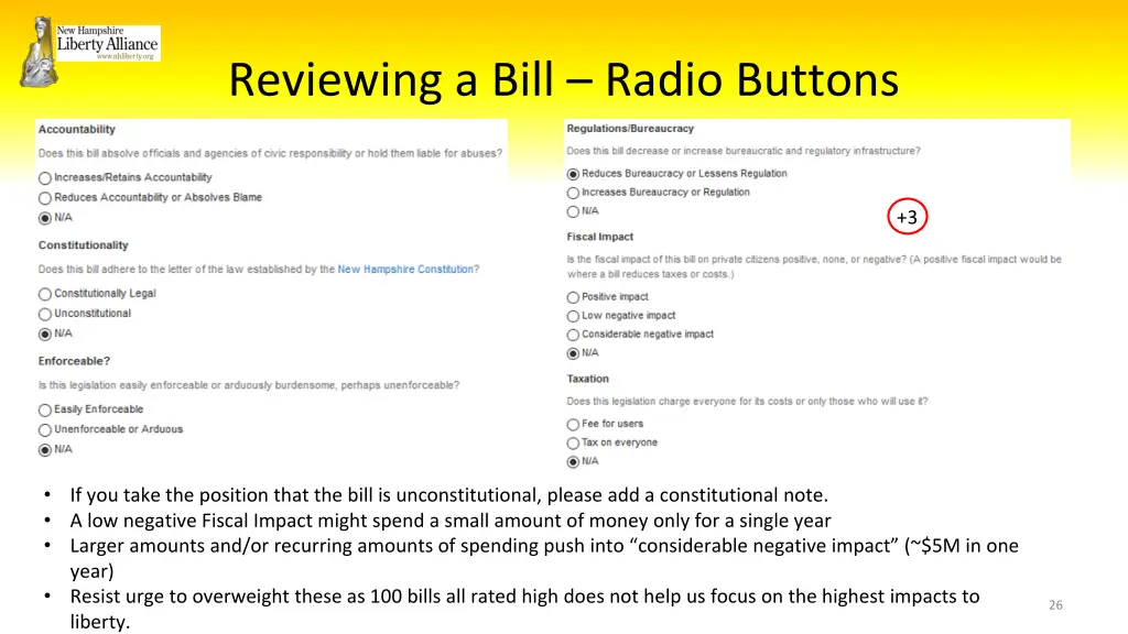 reviewing a bill radio buttons 1