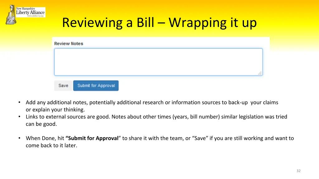 reviewing a bill wrapping it up