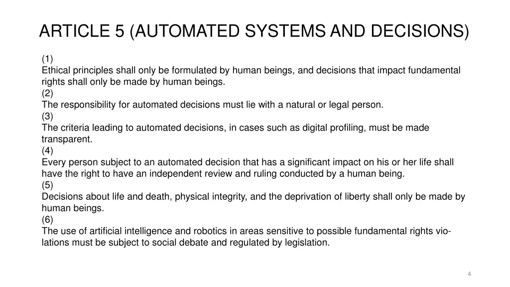 article 5 automated systems and decisions