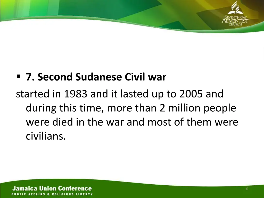 7 second sudanese civil war started in 1983