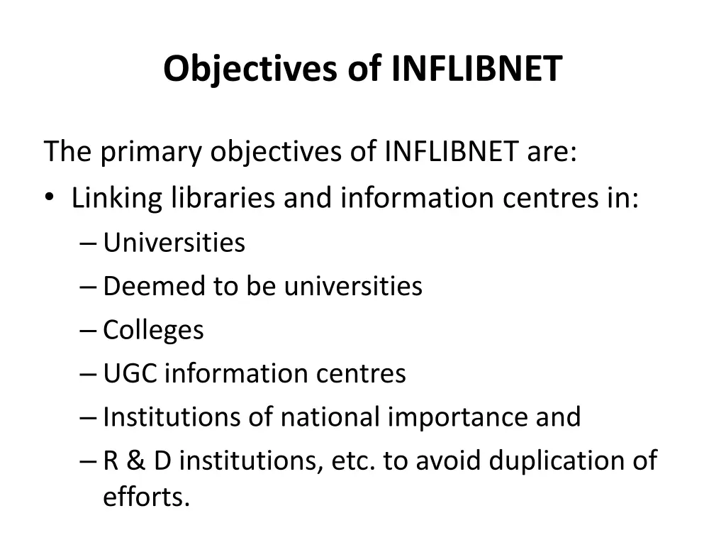 objectives of inflibnet