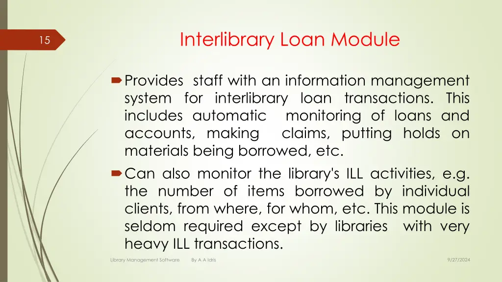 interlibrary loan module