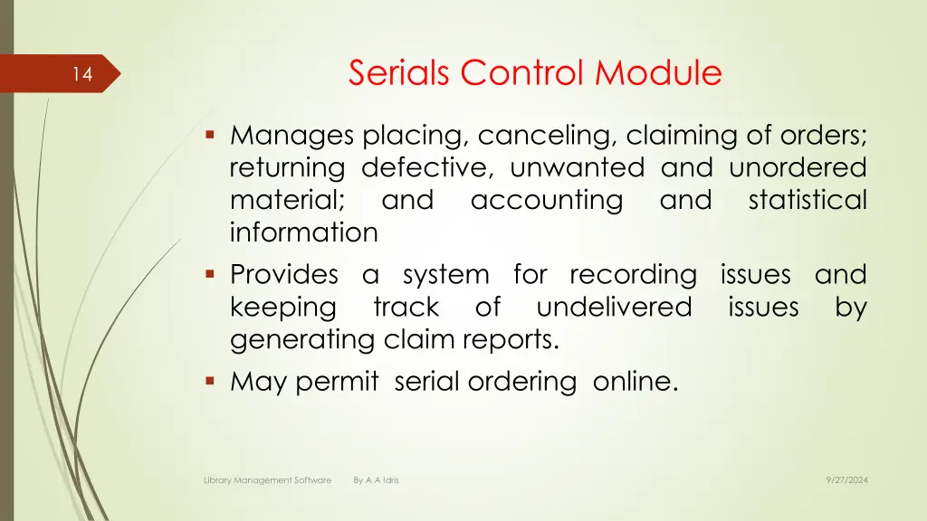 serials control module