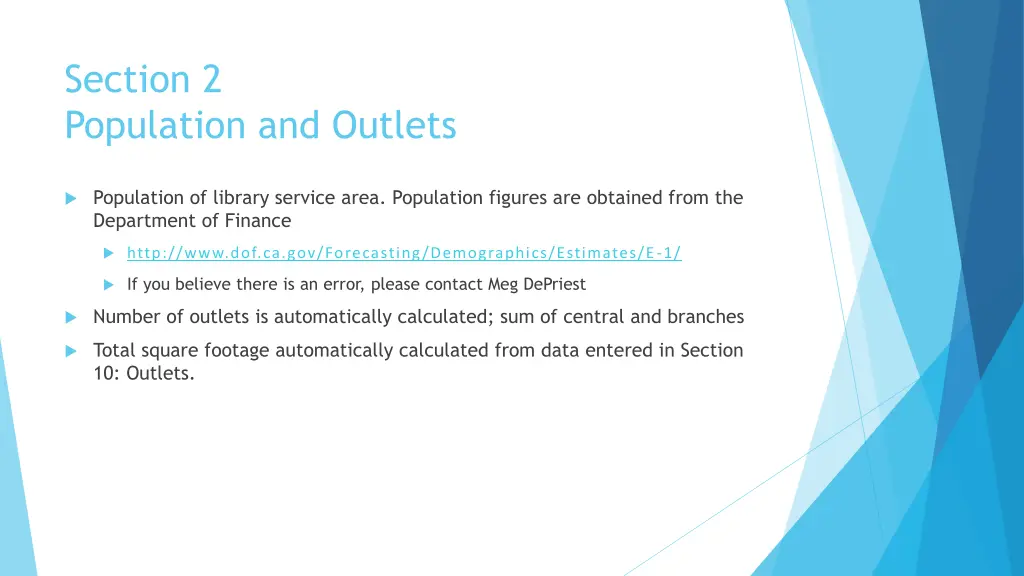 section 2 population and outlets