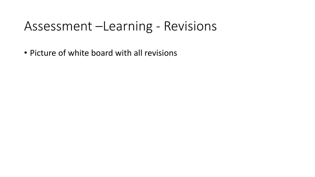 assessment learning revisions