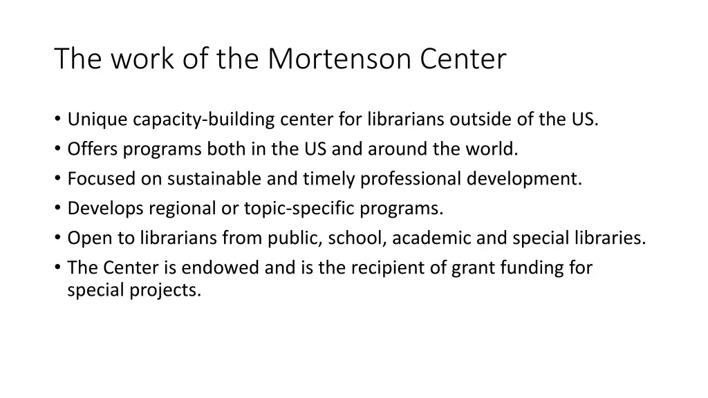 the work of the mortenson center